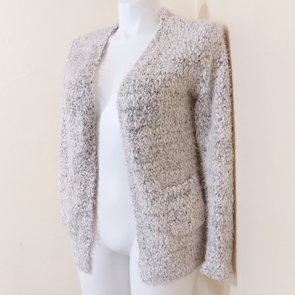 Cotton Emporium White Heathered Open Front Cold Weather Cardigan Sweater Large - Picture 2 of 8